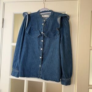 Zara Ruffled Denim Shirt